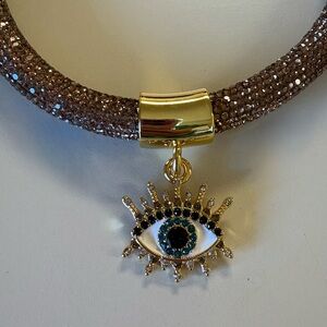 Kurt Geiger Gold and Crystal Evil Eye Pendant Necklace